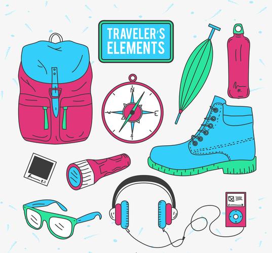 旅行物品矢量素材 日用品的創意設計與應用
